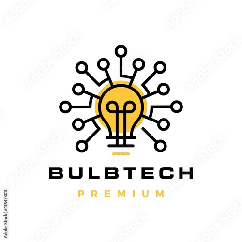 bulb tech electric circuit logo vector icon illustration