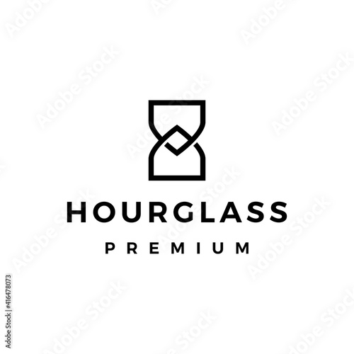 hourglass monoline outline logo vector icon illustration