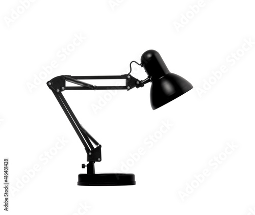 single black desk lamp, on white background photo