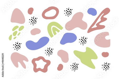 
Set of vector abstract shapes in pastel colors. Hand Drawn Design Elements, Organic Shapes, Abstract Backgrounds
