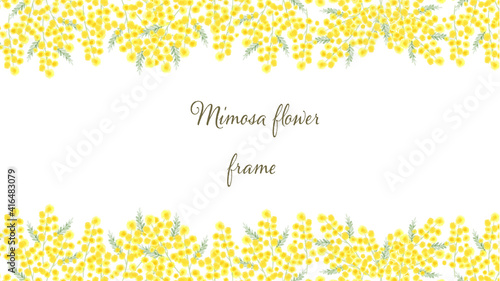 ミモザモチーフのフレーム、壁紙