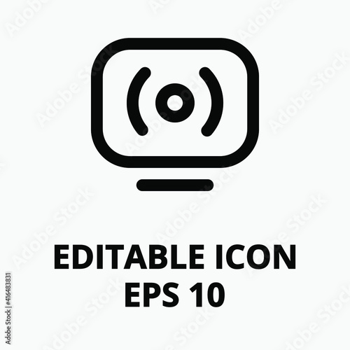 Black and white information icon. Isolated editable vector icon. Live, translating. TV shooting TV cinema concert live SHOW STREAM