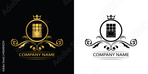 chokolate logo template luxury royal vector company decorative emblem with crown	
