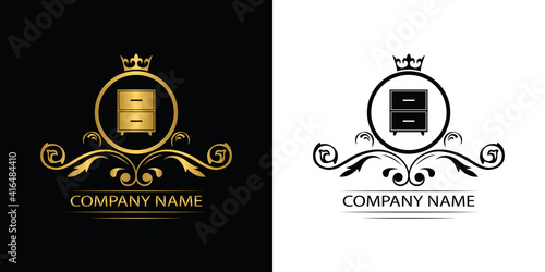 furniture logo template luxury royal vector company decorative emblem with crown	
