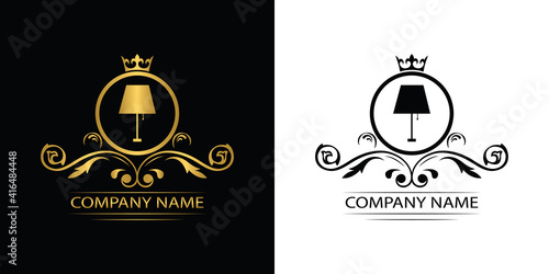 table lamp logo template luxury royal vector company decorative emblem with crown	
