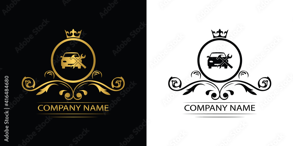 car service logo template luxury royal vector company decorative emblem with crown	
