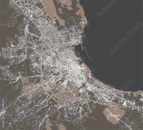 map of the city of Palermo, Sicily, Italy