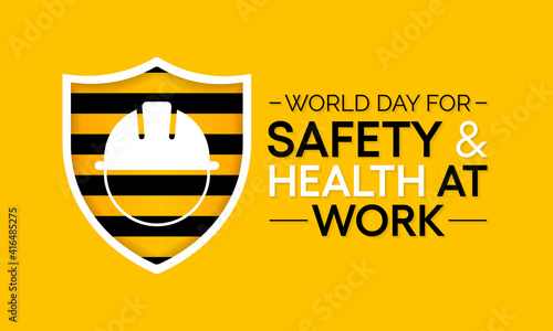 World day for safety and health at work observed each year on April 28th to promote the prevention of occupational accidents and diseases globally. Vector illustration.
