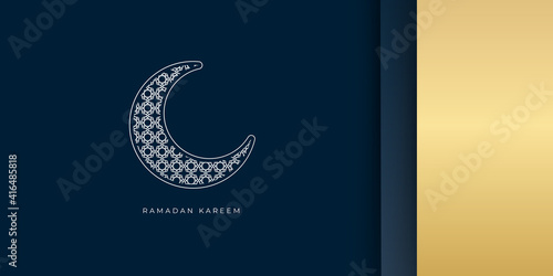 Ramadan Kareem. Gold moon and abstract luxury islamic elements background. Ramadan Kareem Horizontal Banner. Ramadan Kareem greeting cards set. Ramadan islamic holiday invitations templates collection