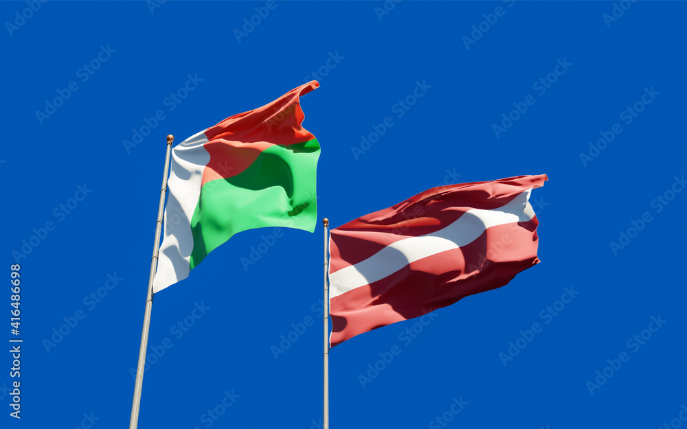Flags of Madagascar and Latvia. Flags of Madagascar and Latvia.