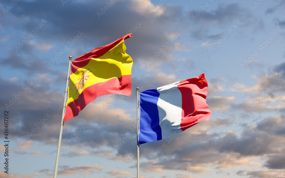 Flags of France and Spain.