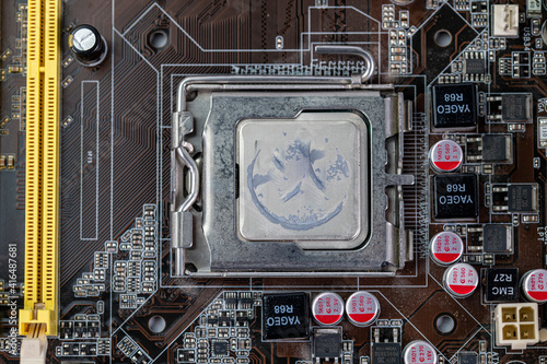 detail of a motherboard and processor