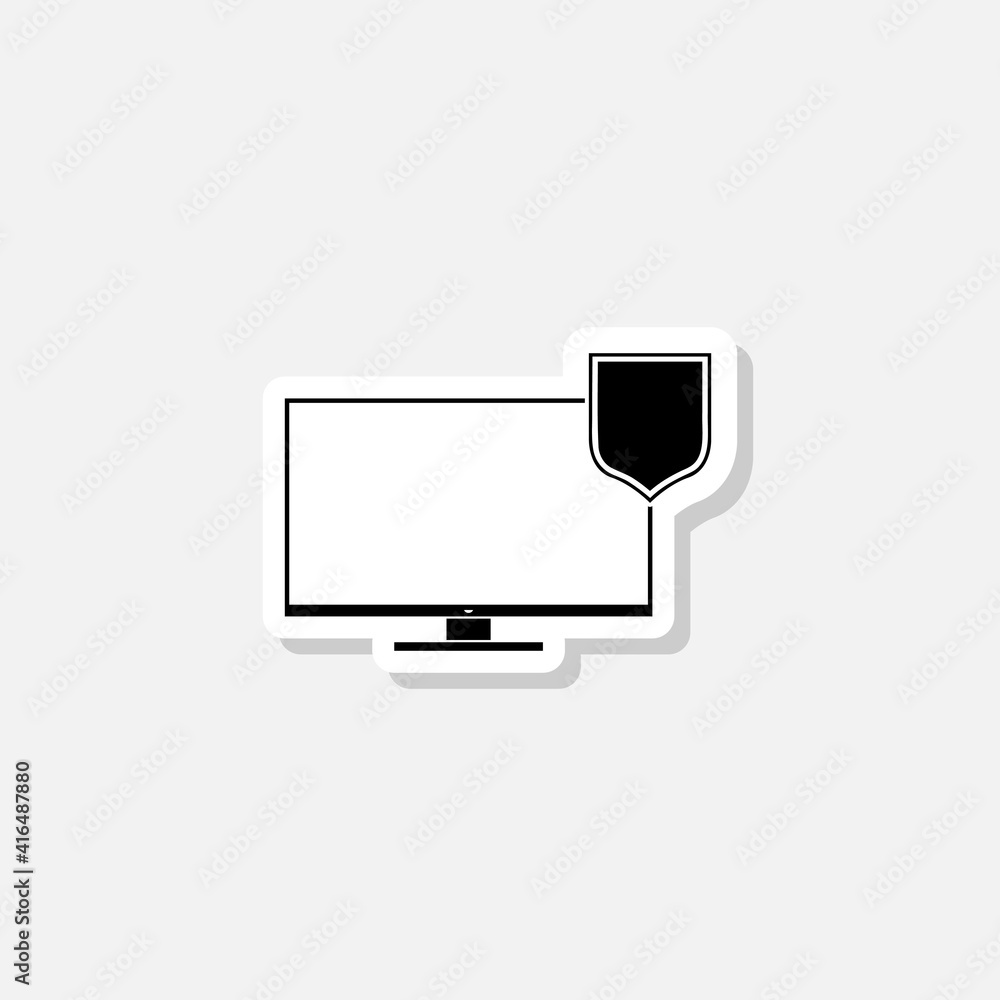 Monitor security sticker icon isolated on white background Monitor security sticker icon isolated on white background