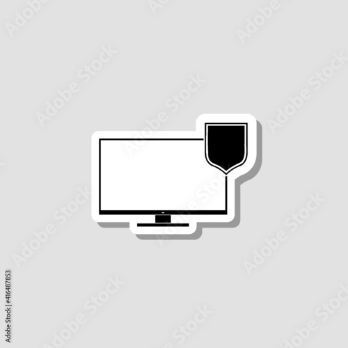 Monitor security sticker icon isolated on white background