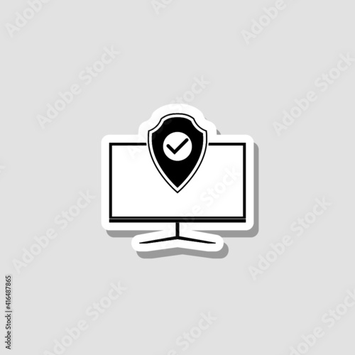 Monitor security sticker icon isolated on white background