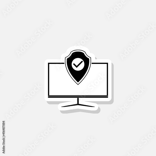 Monitor security sticker icon isolated on white background