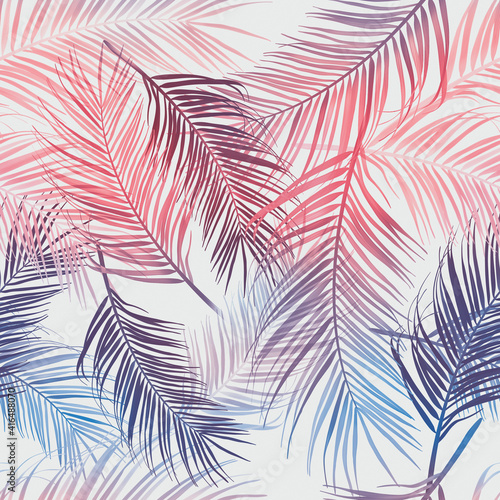 Tropical leaves. seamless stylish fashion pattern. Palm leaves Background.