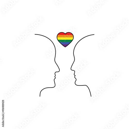 Gay  LGBT pride rainbow heart icon people love icon. 