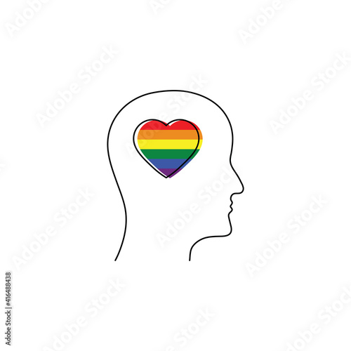 Gay  LGBT pride rainbow heart icon people love icon. 