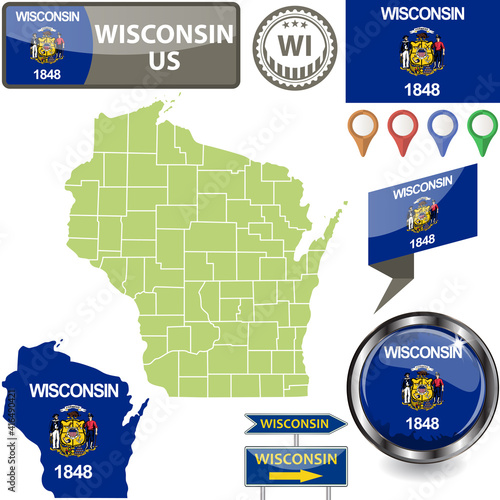 Map of Wisconsin, US