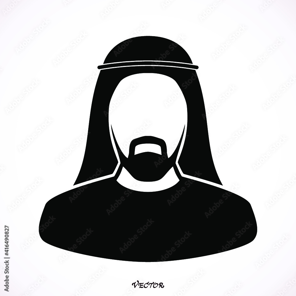 arabic-man-in-traditional-muslim-hat-vector-avatar-flat-style-black