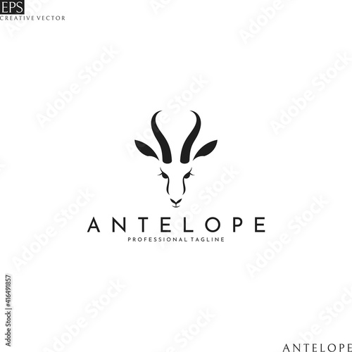 Antelope springbok head. Logo template photo