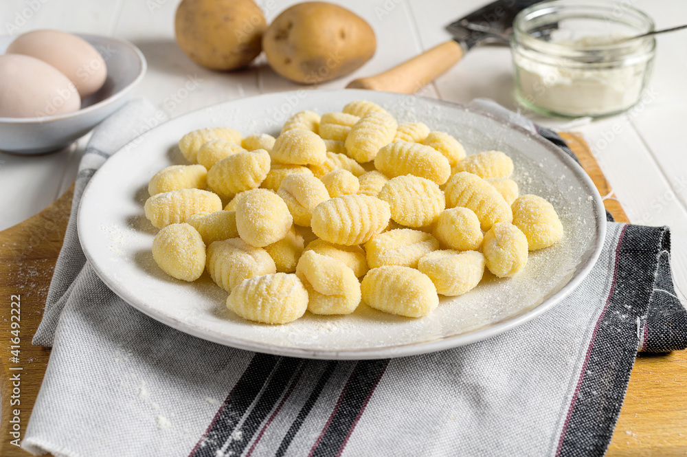 Raw uncooked potato gnocchi Raw uncooked potato gnocchi