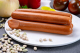 Tasty vegan sausages made from vegetarian plant based imitation meat