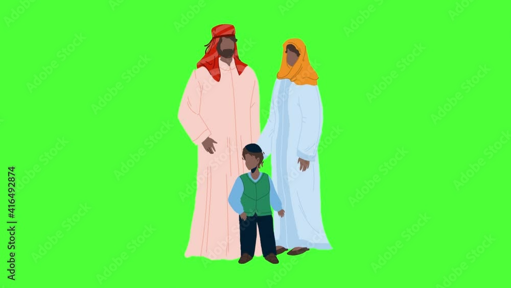 Arab Family People Father, Mother And Son Animation Arab Family People Father, Mother And Son Animation