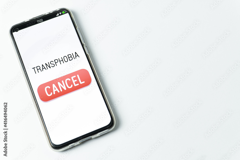 Transphobia - Phone with cancel button on white background Transphobia - Phone with cancel button on white background