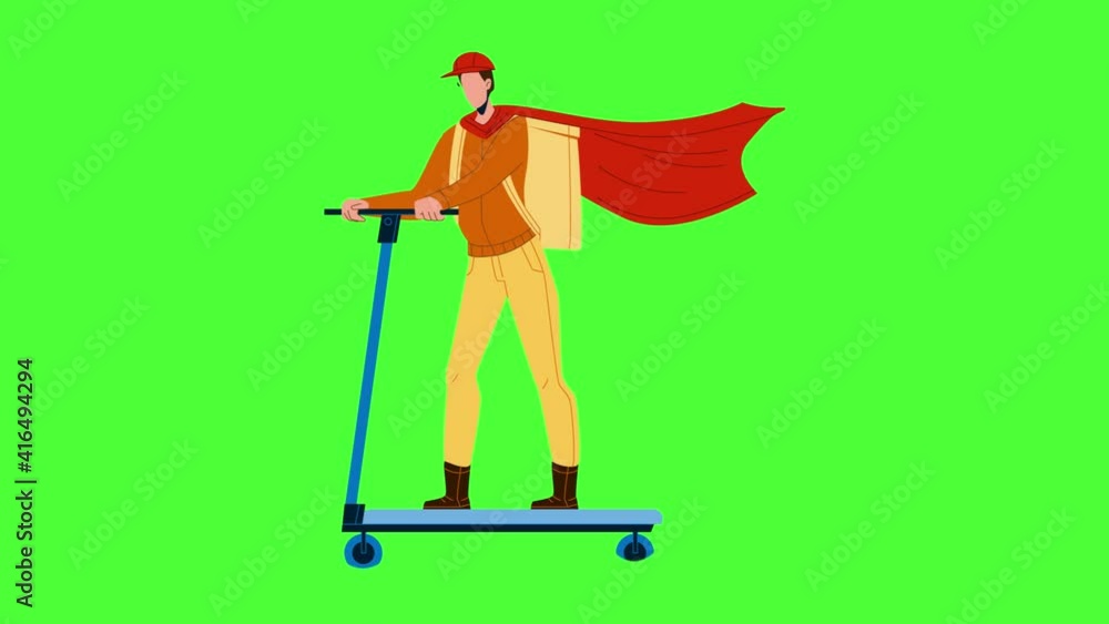 Courier Man Riding Scooter Delivery Service Animation Courier Man Riding Scooter Delivery Service Animation