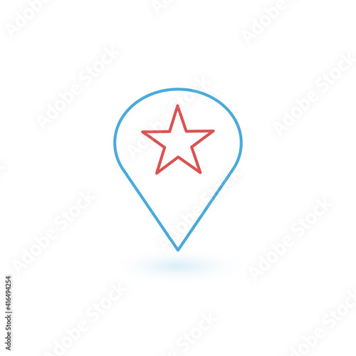 Star favorite pin map linear icon. navigation marker, Map marker icon. Stock Vector illustration isolated on white background.