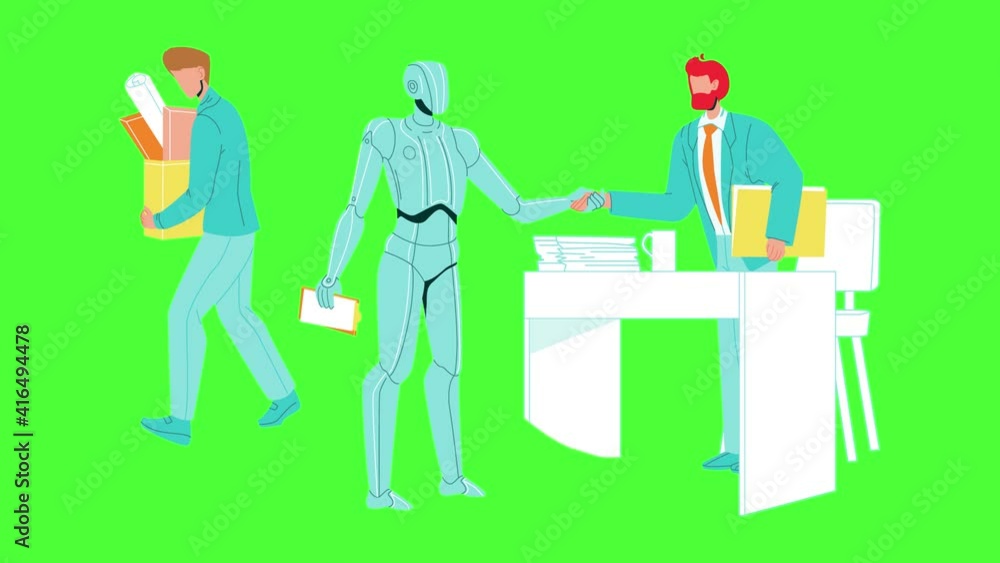 Dismissed Worker Leave Office With Supplies Animation Dismissed Worker Leave Office With Supplies Animation