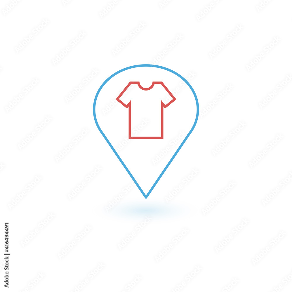 clothing store location in blue map pin icon. Element of map point for mobile concept and web apps. Icon for website design and development, app development. Premium icon on white background clothing store location in blue map pin icon. Element of map point for mobile concept and web apps. Icon for website design and development, app development. Premium icon on white background