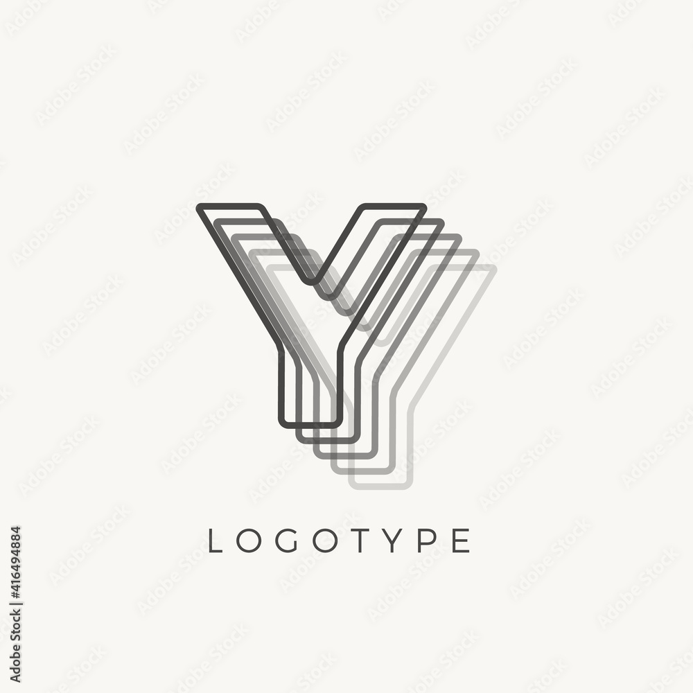 Letter Y of outline stripes, blend effect letter for monogram and logo template, contour line type Letter Y of outline stripes, blend effect letter for monogram and logo template, contour line type