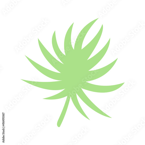 Green leaf, herbal element. Stock vector illustration isolated on white background. Can be used as an isolated sign, symbol, icon, for organic products. Spring botanical plant vector flat illustration