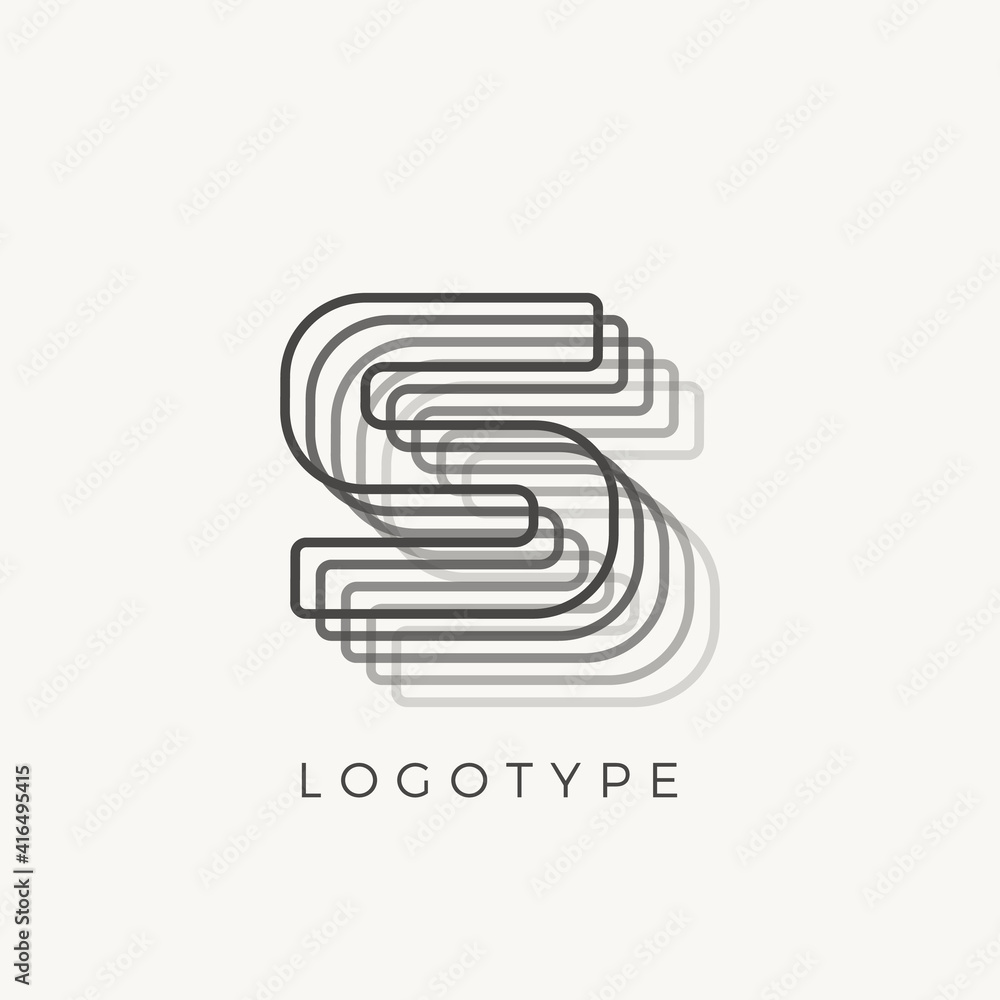 Obraz premium Letter S of outline stripes, blend effect letter for monogram and logo template, contour line type