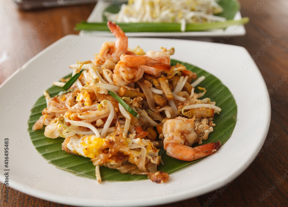 Pad thai. Thai noodle style