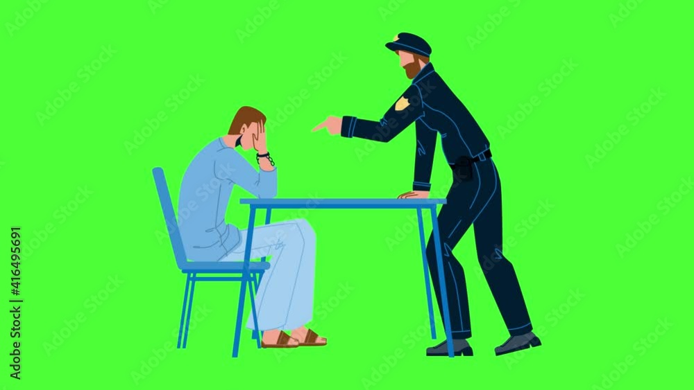 Policeman Interrogation Criminal Prisoner Flat Animation Policeman Interrogation Criminal Prisoner Flat Animation
