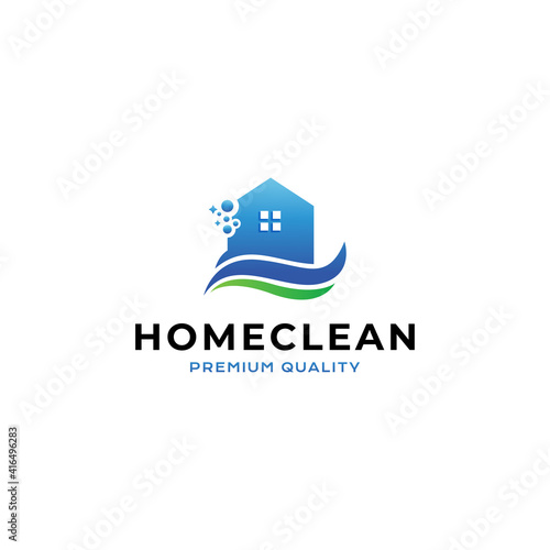 home clean logo vector icon illustration modern style