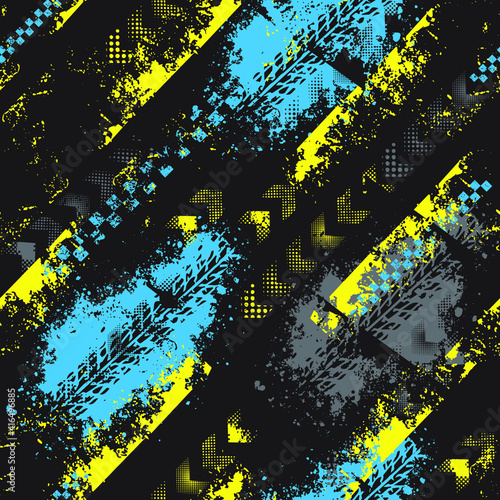 Seamless abstract sport pattern . Grunge background for textile, sport wear, graphic tees and more. 