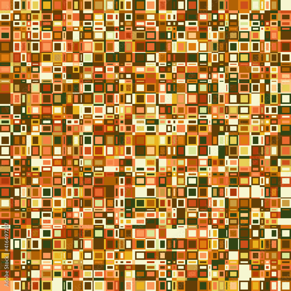 The seamless pattern consists of rectangular elements in frames. Autumn colors.