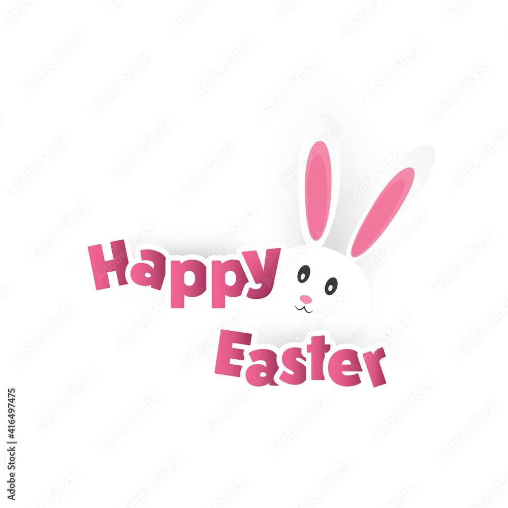 Happy Easter Card With Funny Bunny Happy Easter Card With Funny Bunny