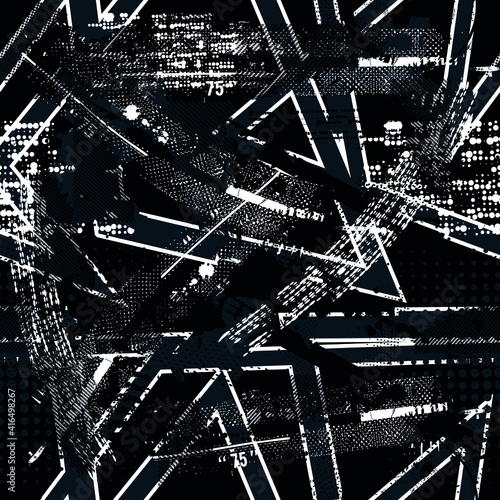 Seamless abstract sport pattern . Grunge background for textile, sport wear, graphic tees and more. 