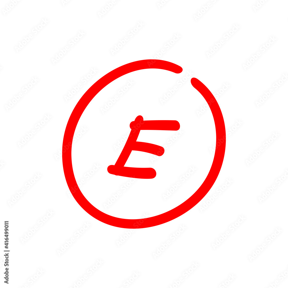 Letter E test score, simbolize a failing grade, bad test score illustration - Vector Letter E test score, simbolize a failing grade, bad test score illustration - Vector