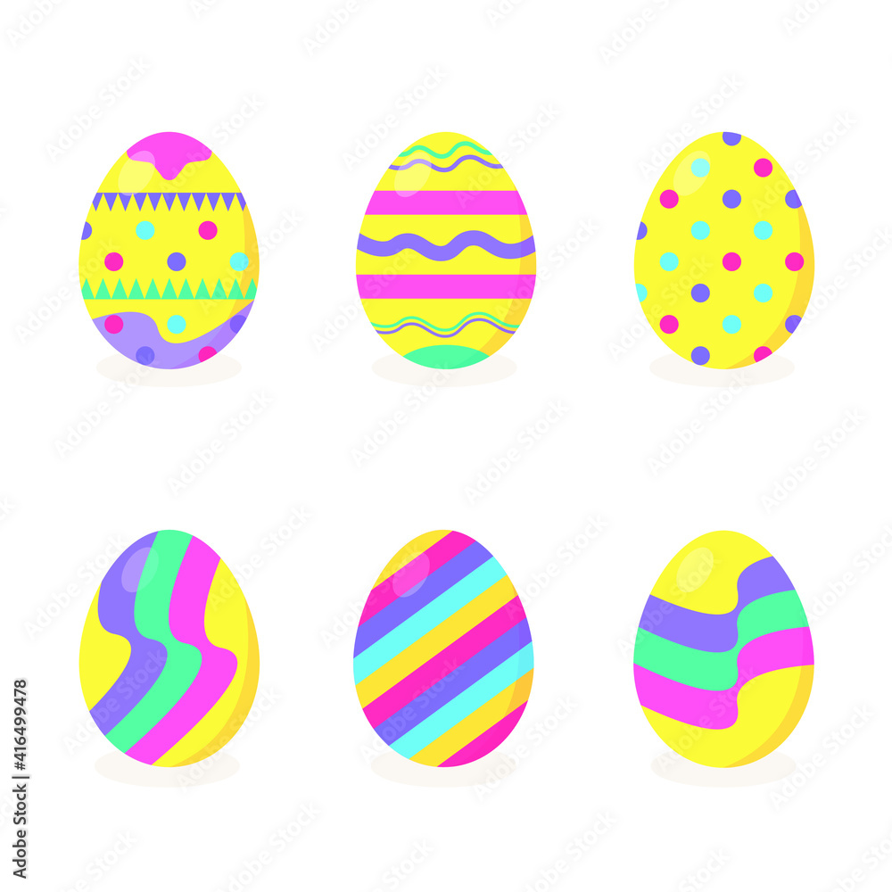 This is a vector set of Easter eggs isolated on white background.
