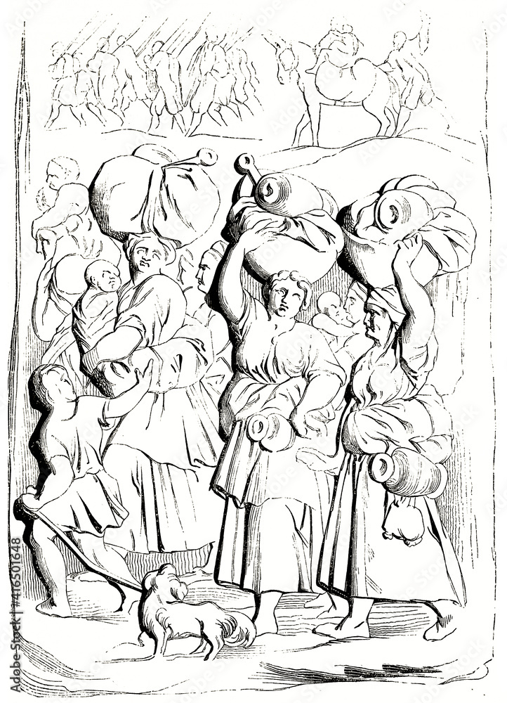 Εκτύπωση καμβά bas-relief reproduction from Francis I tomb in Saint-Denis abbey, depicting sutlers