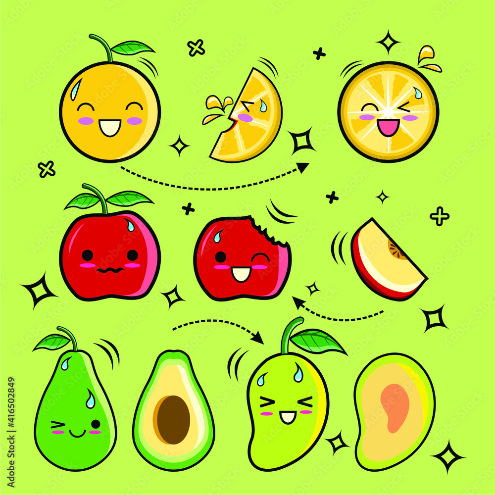 Cute Fruits Illustration Cute Fruits Illustration