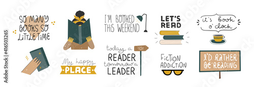 Set of books hand written clip arts.
