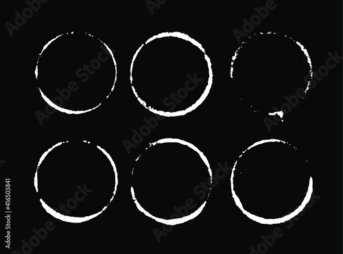 Vector cup tracks and spots collection. Black and white drink stains illustration isolated. Splash and blots concept grunge design
